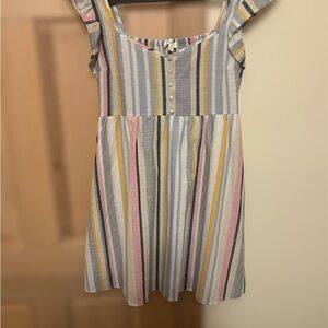 Blu Pepper Ruffled Tiered Sundress Blue Pink